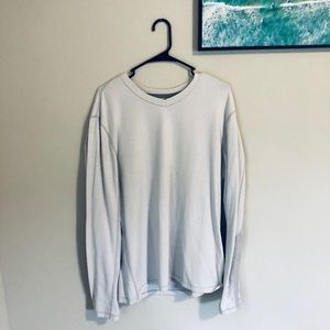 Lululemon Striped V-Neck Long Sleeve in White XL